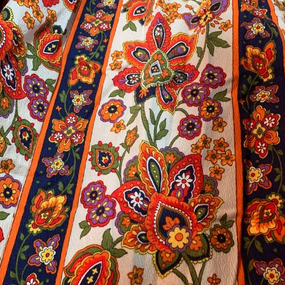 OOAK Handmade Psychedelic 1960s Maxi Skirt Orange - Picture 1 of 5